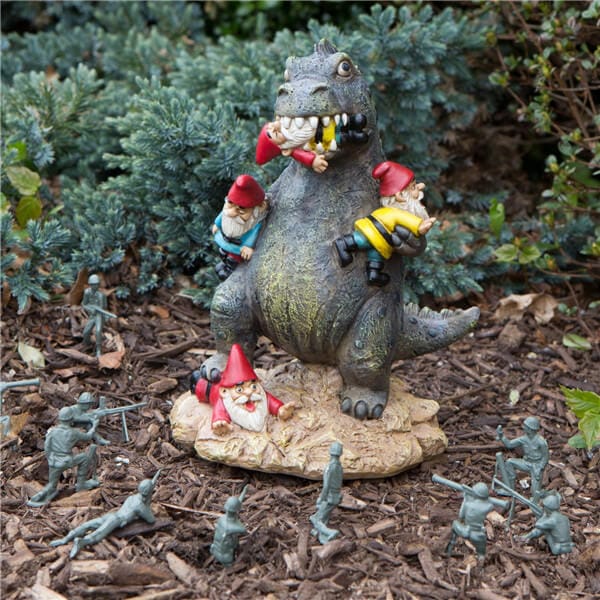 Resin Dinosaur Garden Gnome Massacre ornament