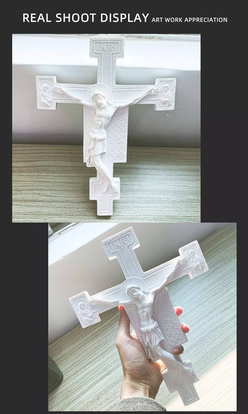 Custom home wall decoration Catholic religious polyresin Statue Crucifix figurine white Jesus San Damiano Wall Cross