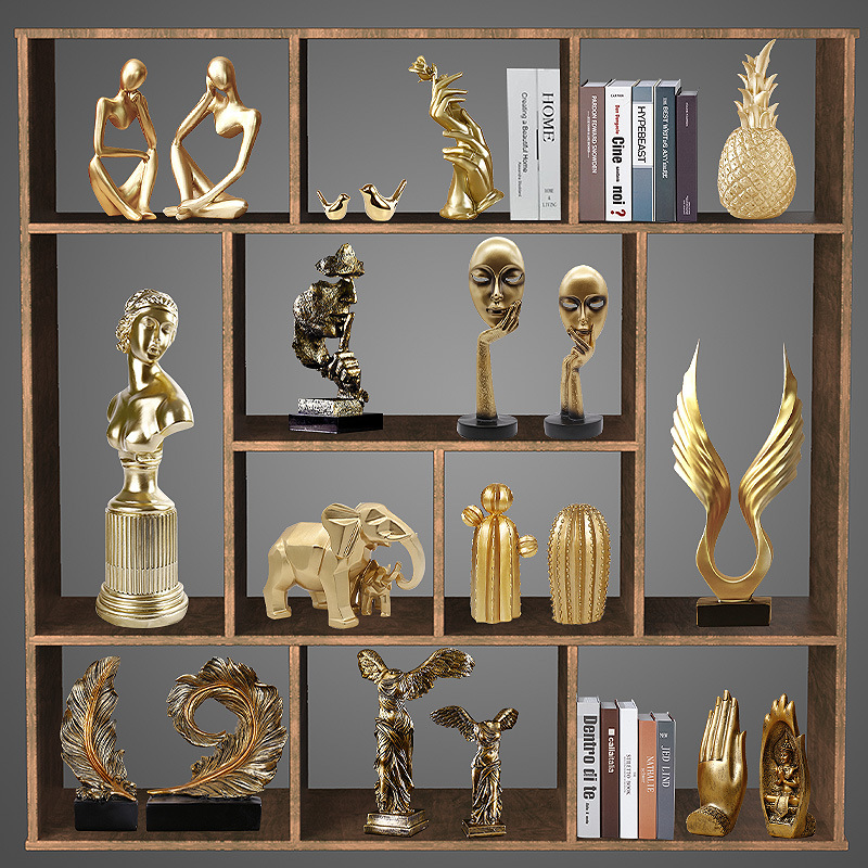 Custom manufactured resin figurine home decoration art golden sculpture 