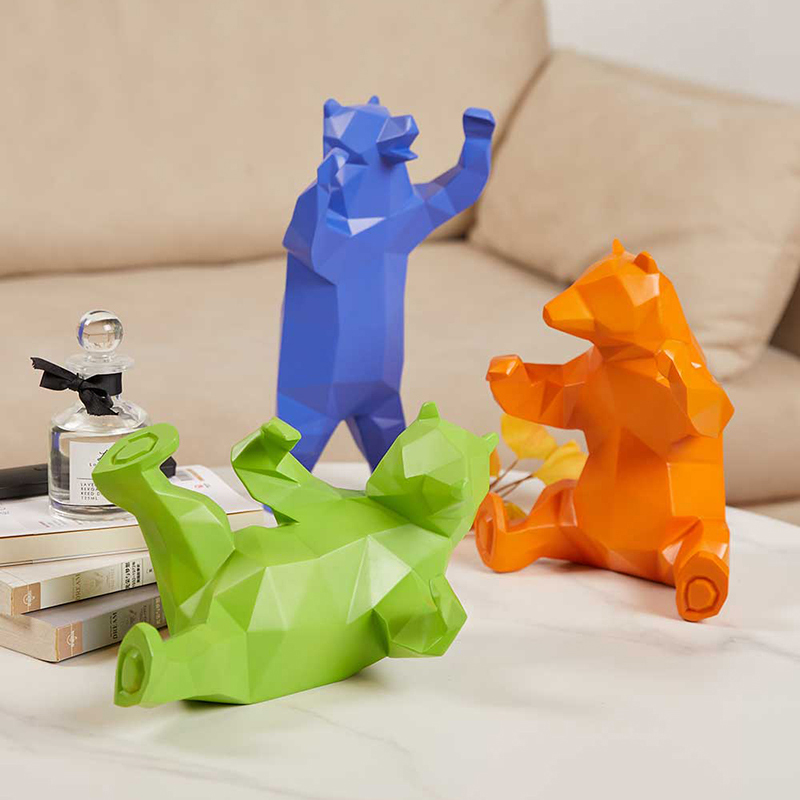 Custom Resin Origami Art Figurine Sculpture Modern Cute Bear Figurine Sculptures