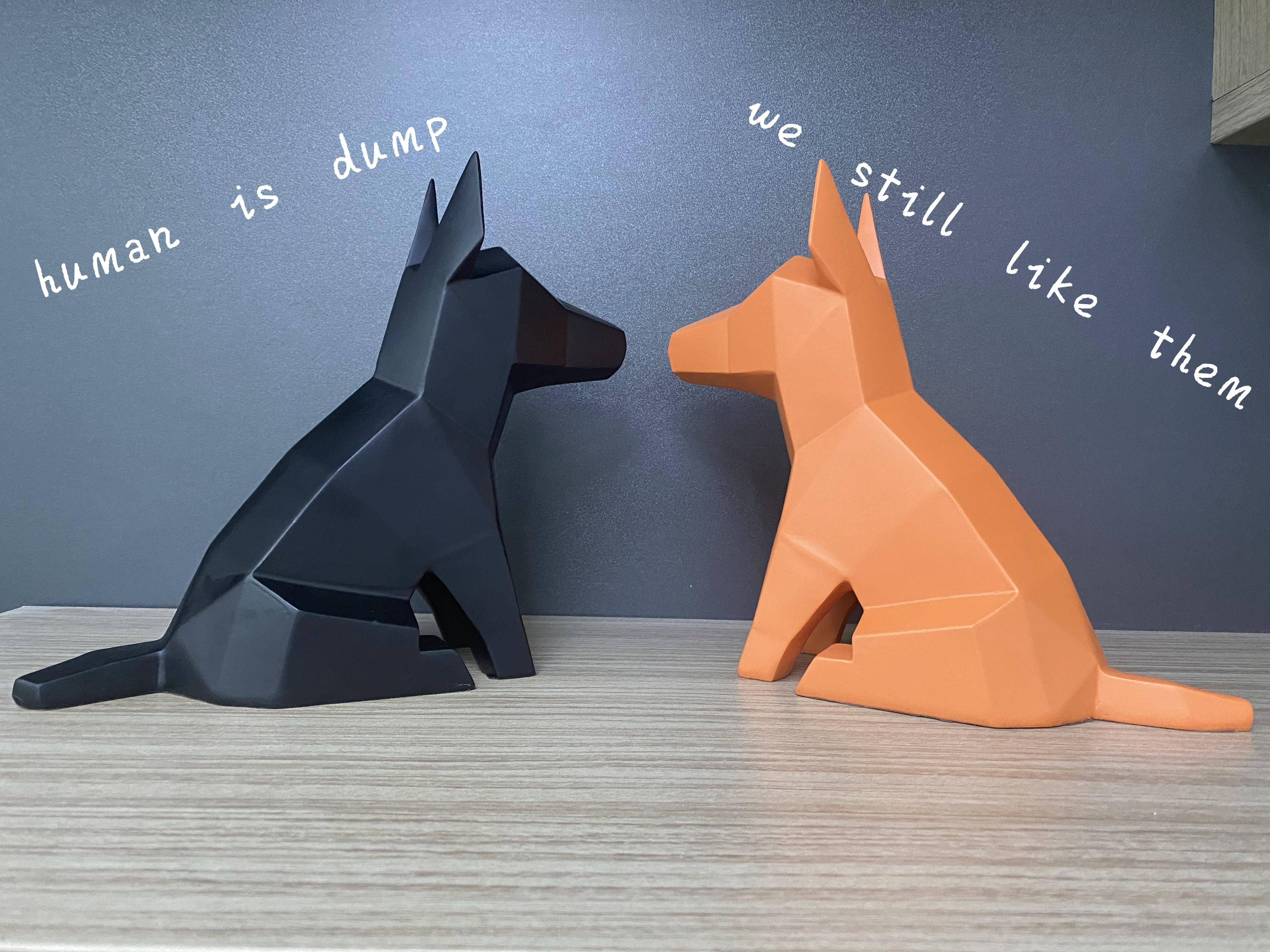 Custom figurine statue - Origami geometry dog statue